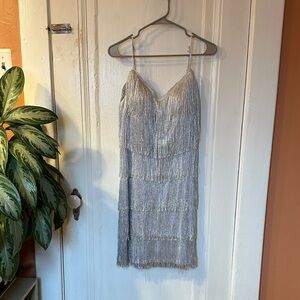 SHEIN Metallic Fringe Mini Dress